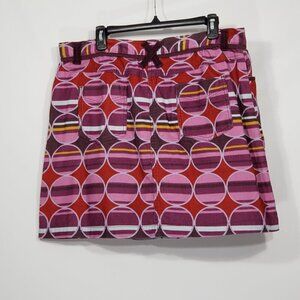 Boden  Pink Purple Red Geometric Circles Corduroy Mini Skirt  Size 18 Retro 60's